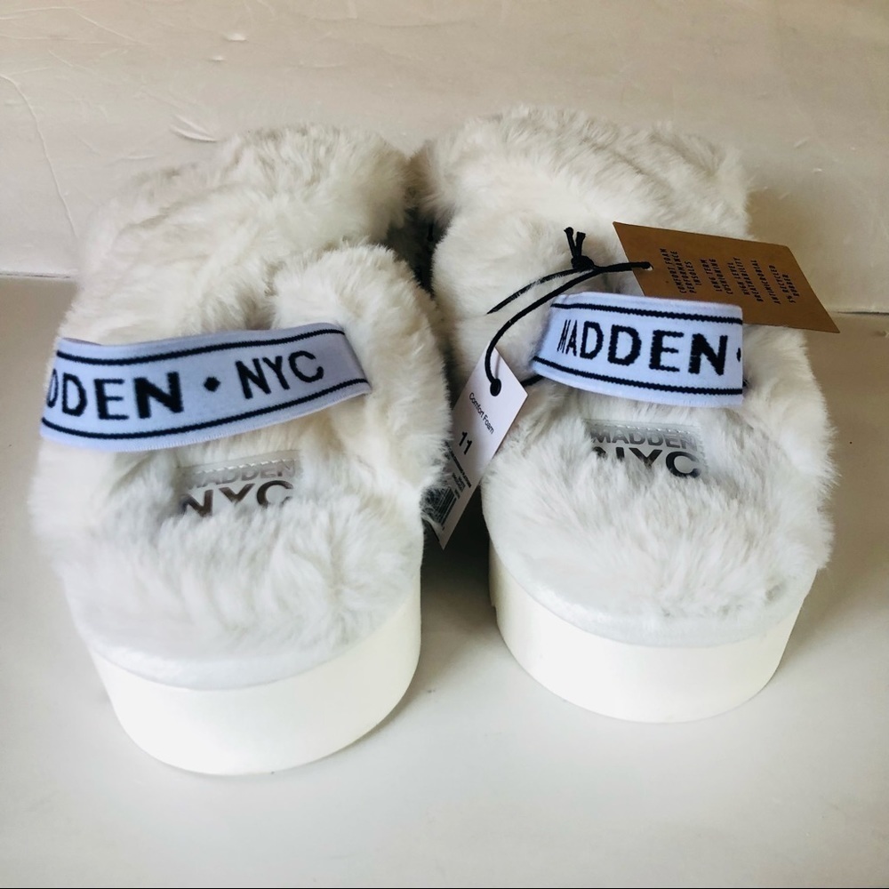 Madden NYC Women’s Faux Fur Crossband Slingback Platform Slides slippers 11 - Picture 5 of 9